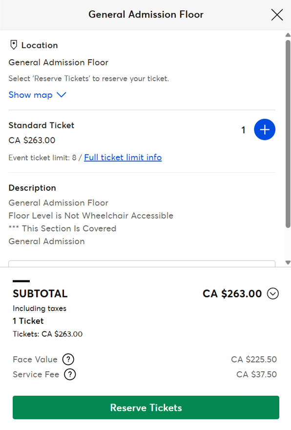 Evanescence Toronto ticket availability on 6/29 at 2:10pm