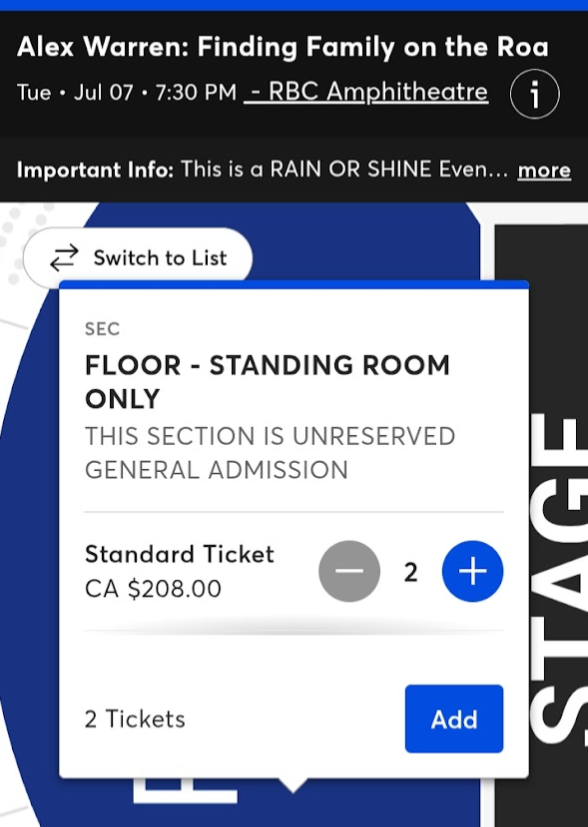 Alex Warren Toronto GA Floor tickets available on 7/7