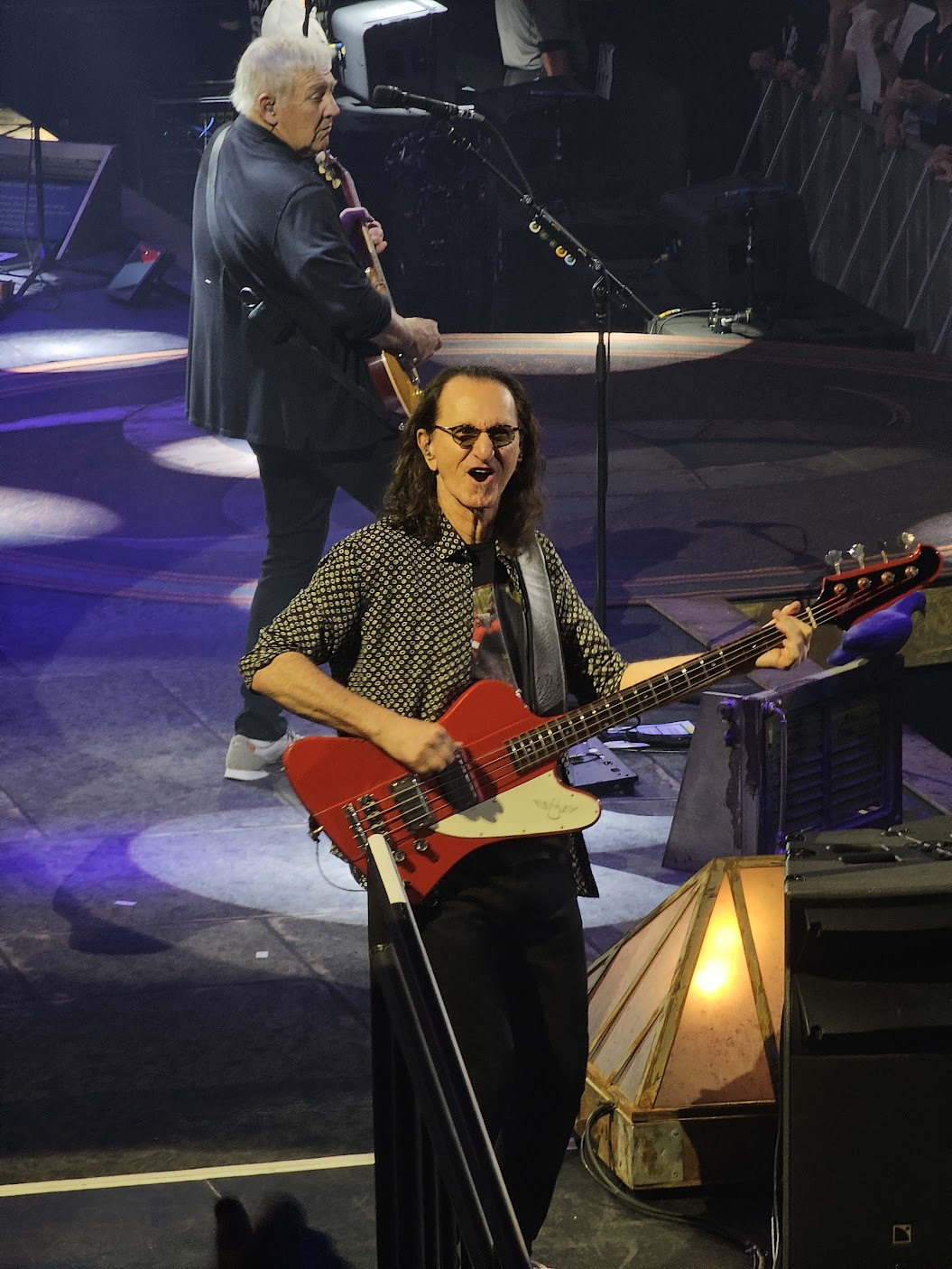Side-view for Geddy Lee of Rush at Scotiabank Arena