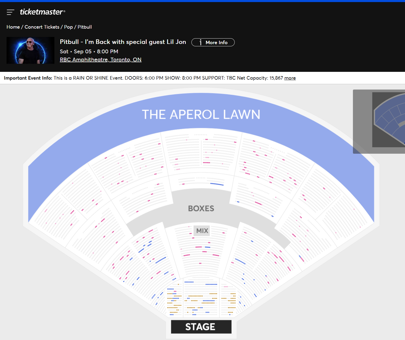 Pitbull Toronto ticket availability as of 2/25/26 at 3:01pm