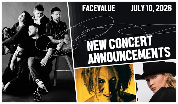 New Concert Announcements in Toronto - FaceValue Banner for July 10, 2026