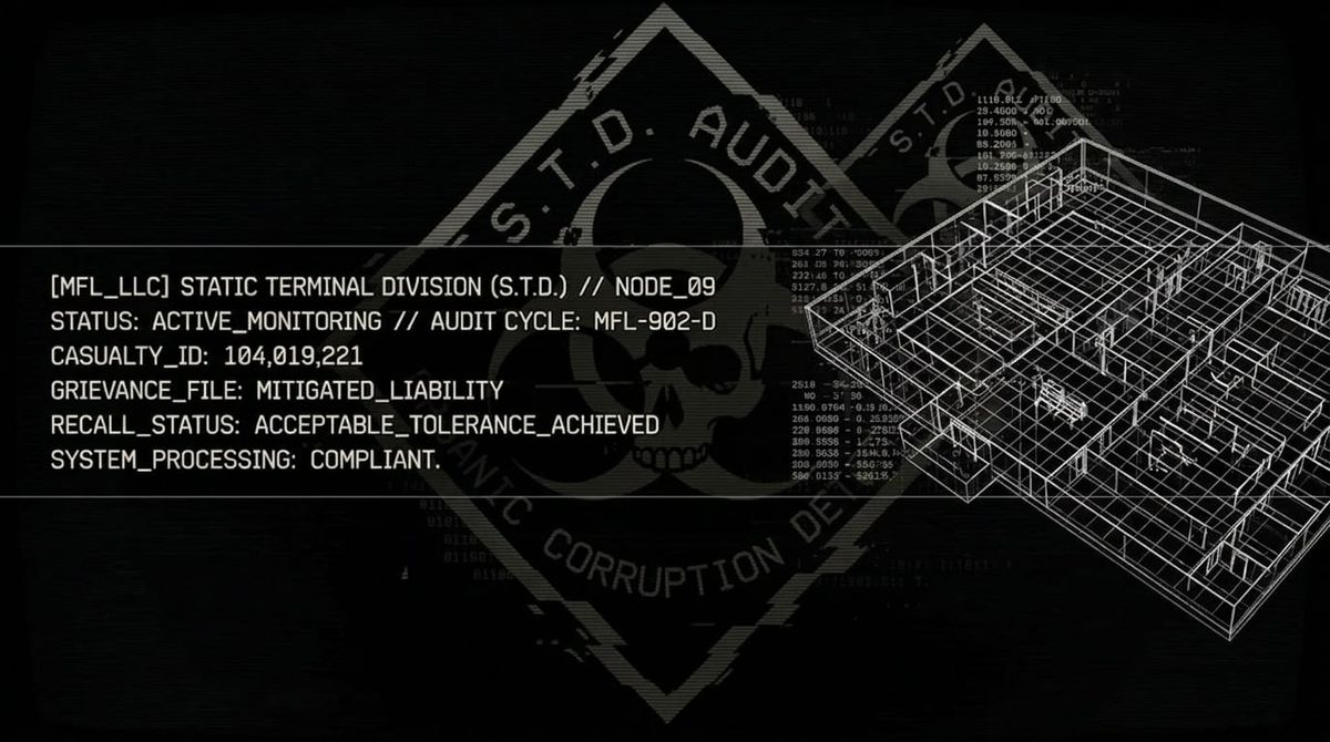 Blueprint schematic of Mephistopheles & Friends LLC Static Terminal Division displaying active audit monitoring metrics.