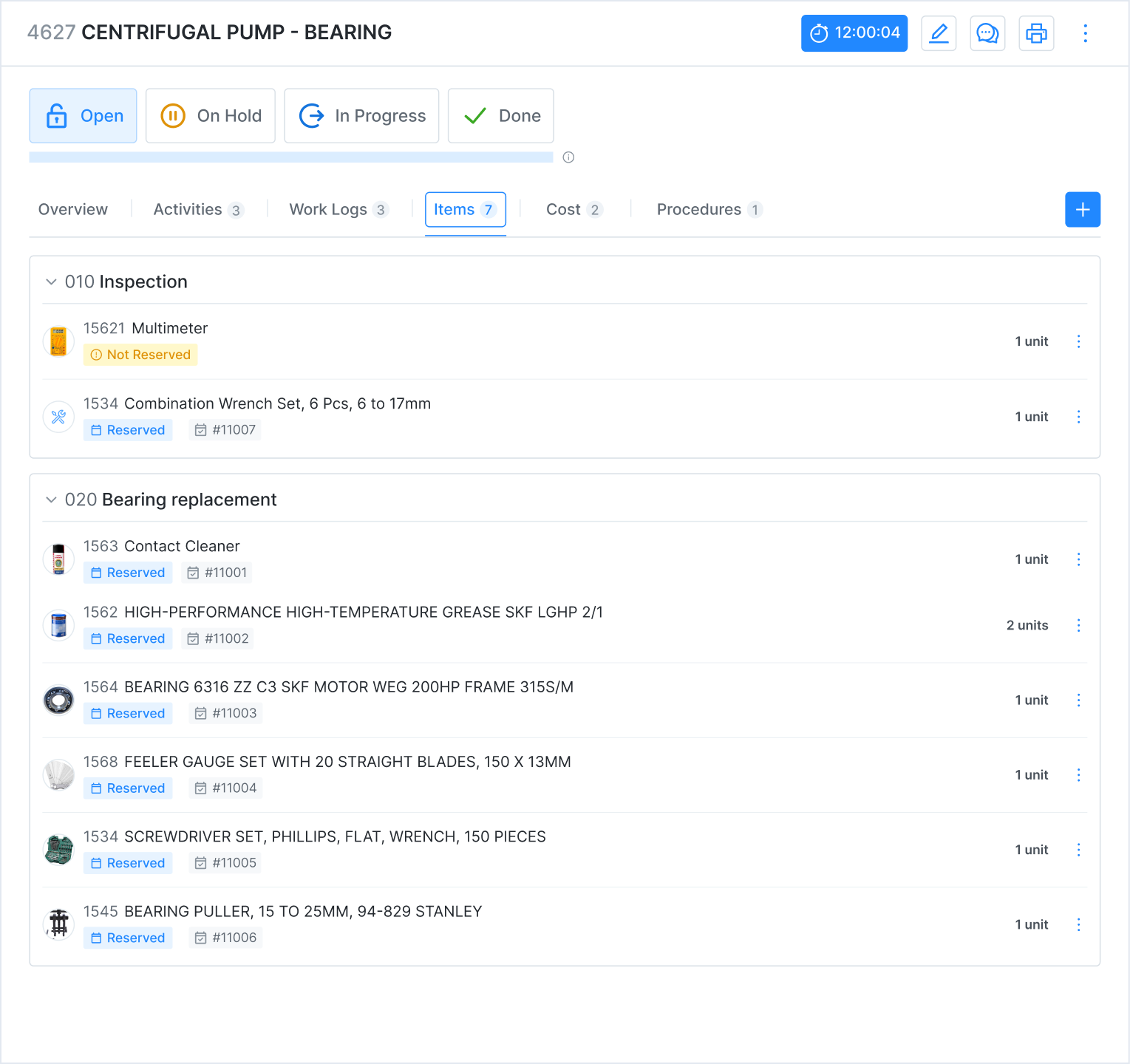 inventory management within work order system