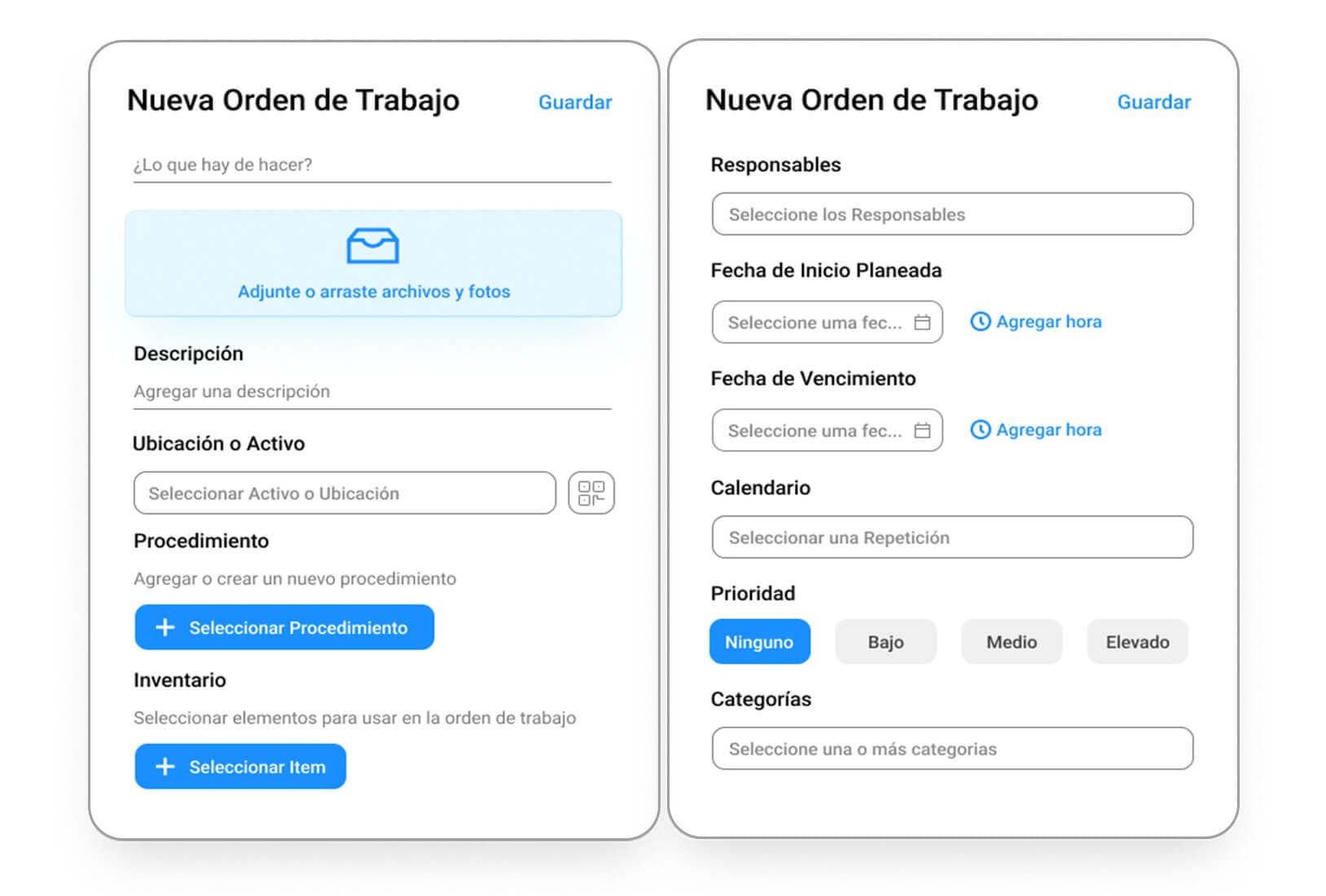 Orden de trabajo visualización de plataforma Tractian
