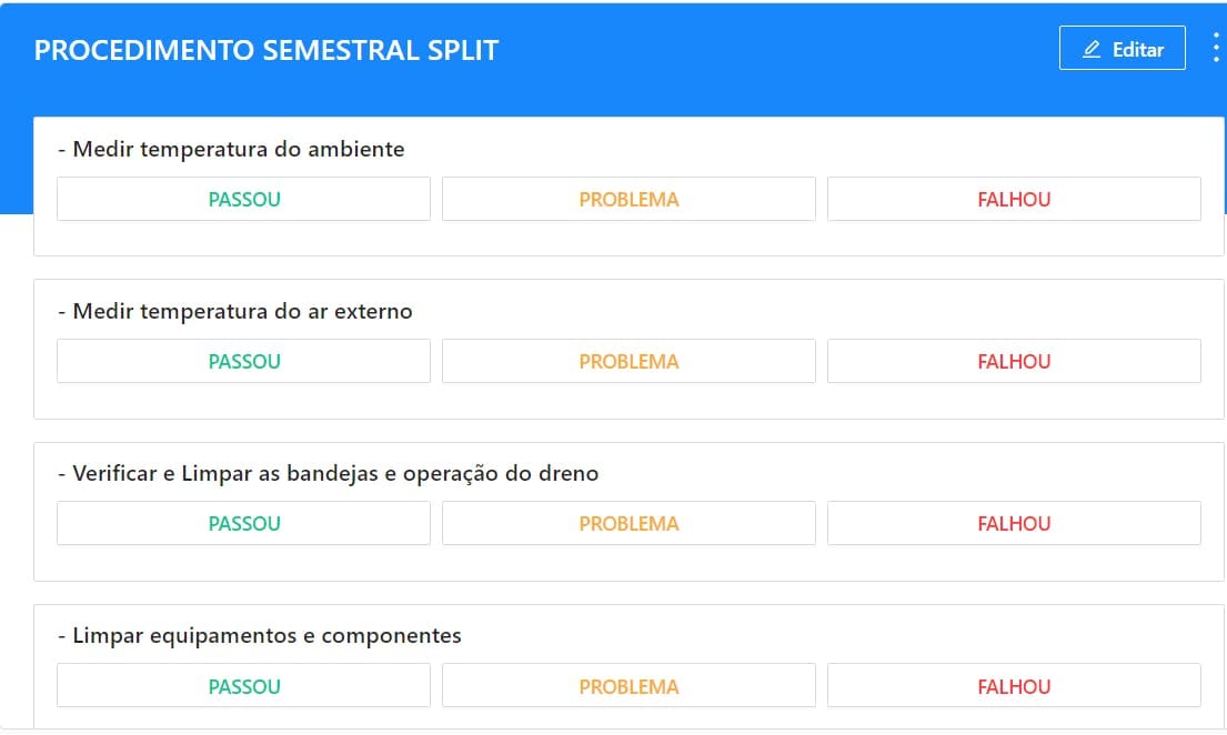 Procedimentos de manutenção em um CMMS