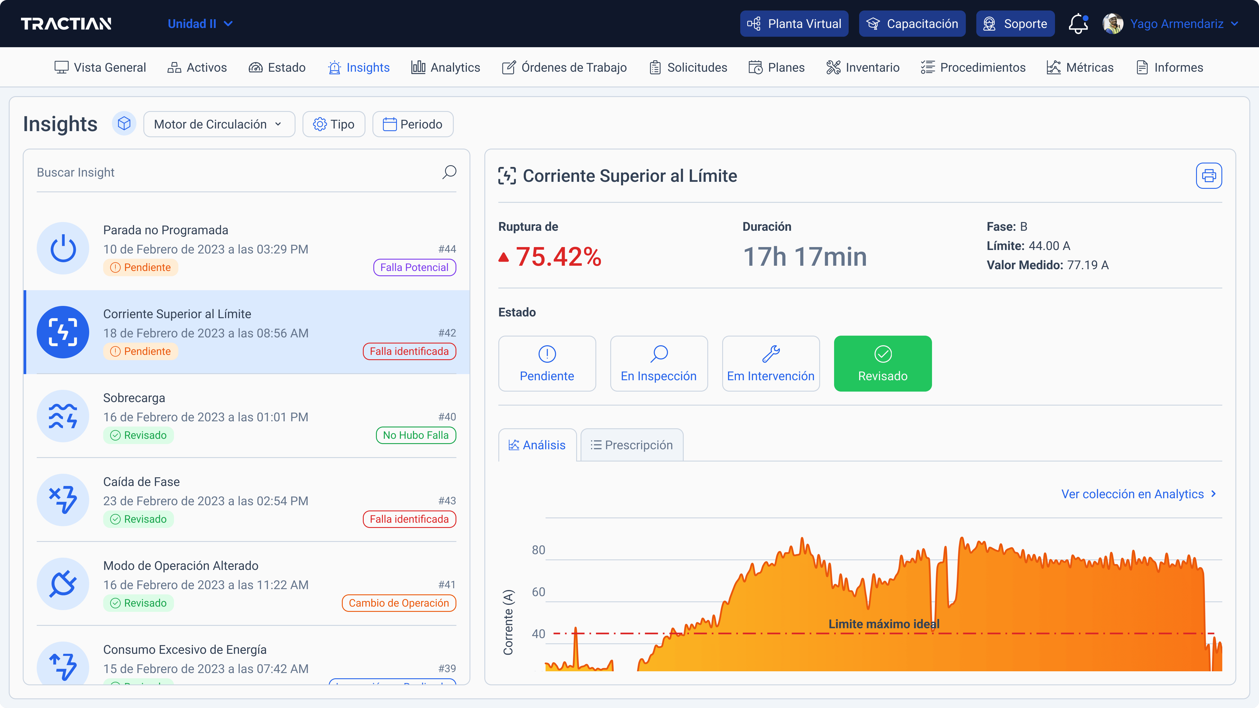 insights monitoreo energia tractian