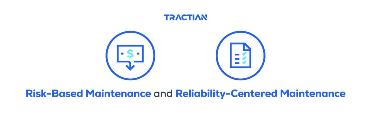Icons illustrating risk-based maintenance and reliability-centered maintenance