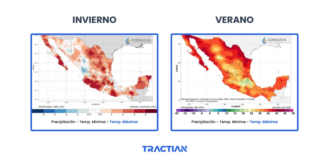 variaciones de temperatura entre estaciones en México