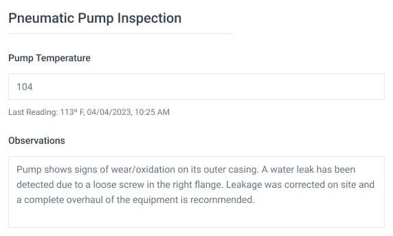A pneumatic pump inspection example