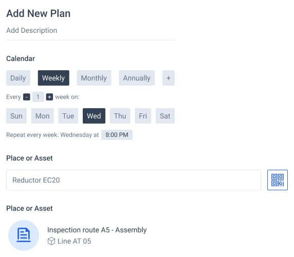 The plan function in the TRACTIAN platform