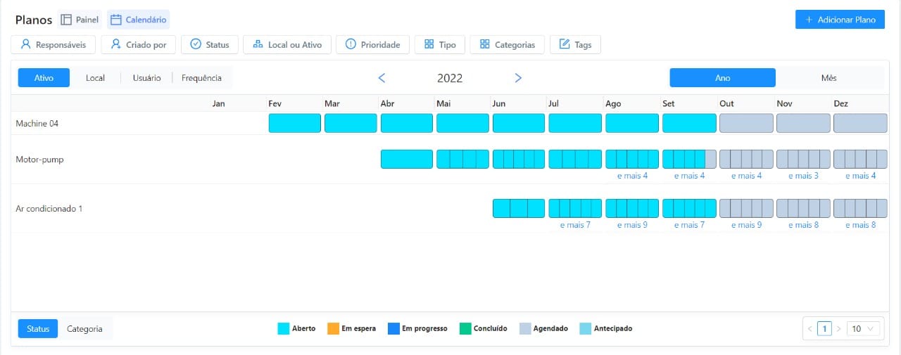 Calendário Planos Preventivos TracOS