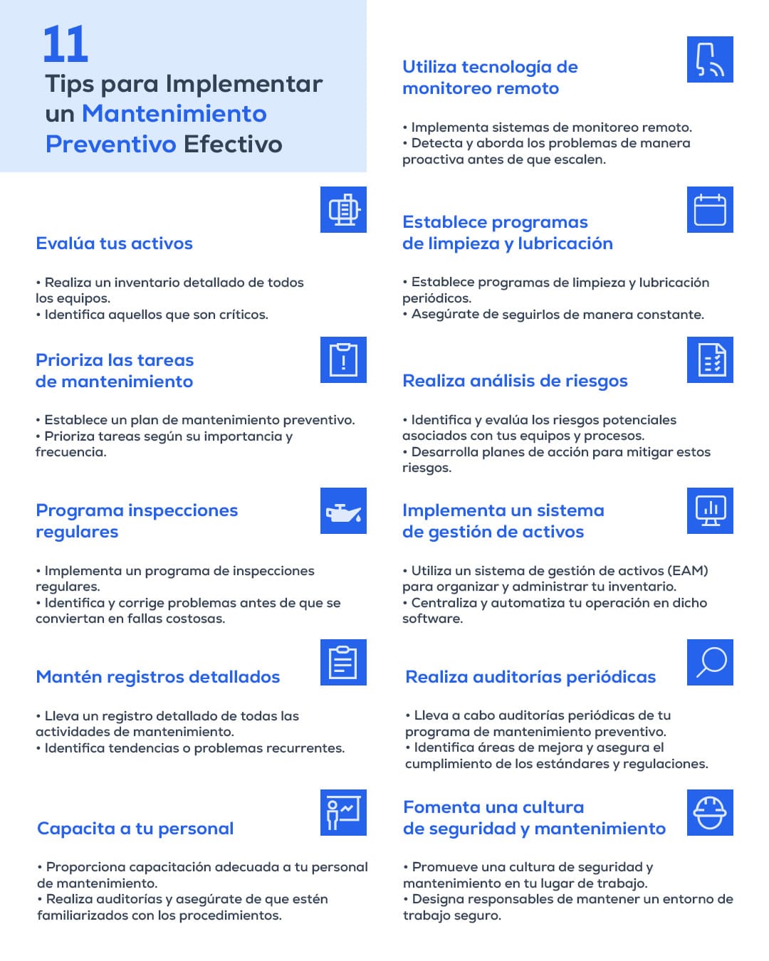 11 tips para implementar mantenimiento preventivo