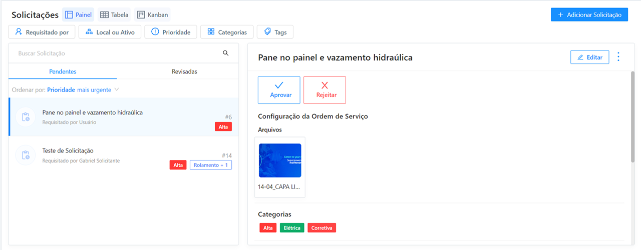 Checklist e Solicitações