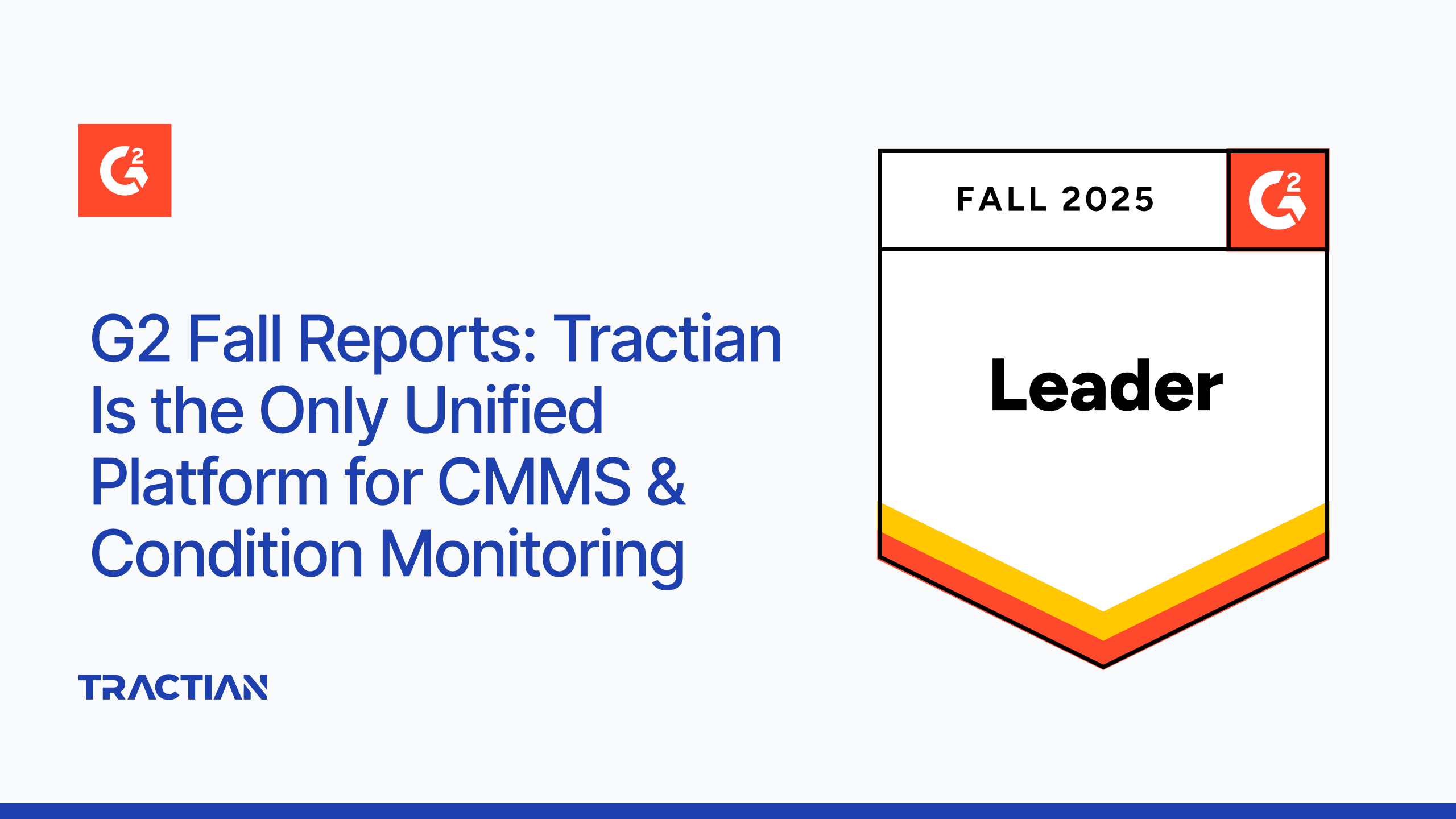 G2 Fall Reports Confirm: Tractian Is the Only Unified Platform for CMMS & Condition Monitoring
