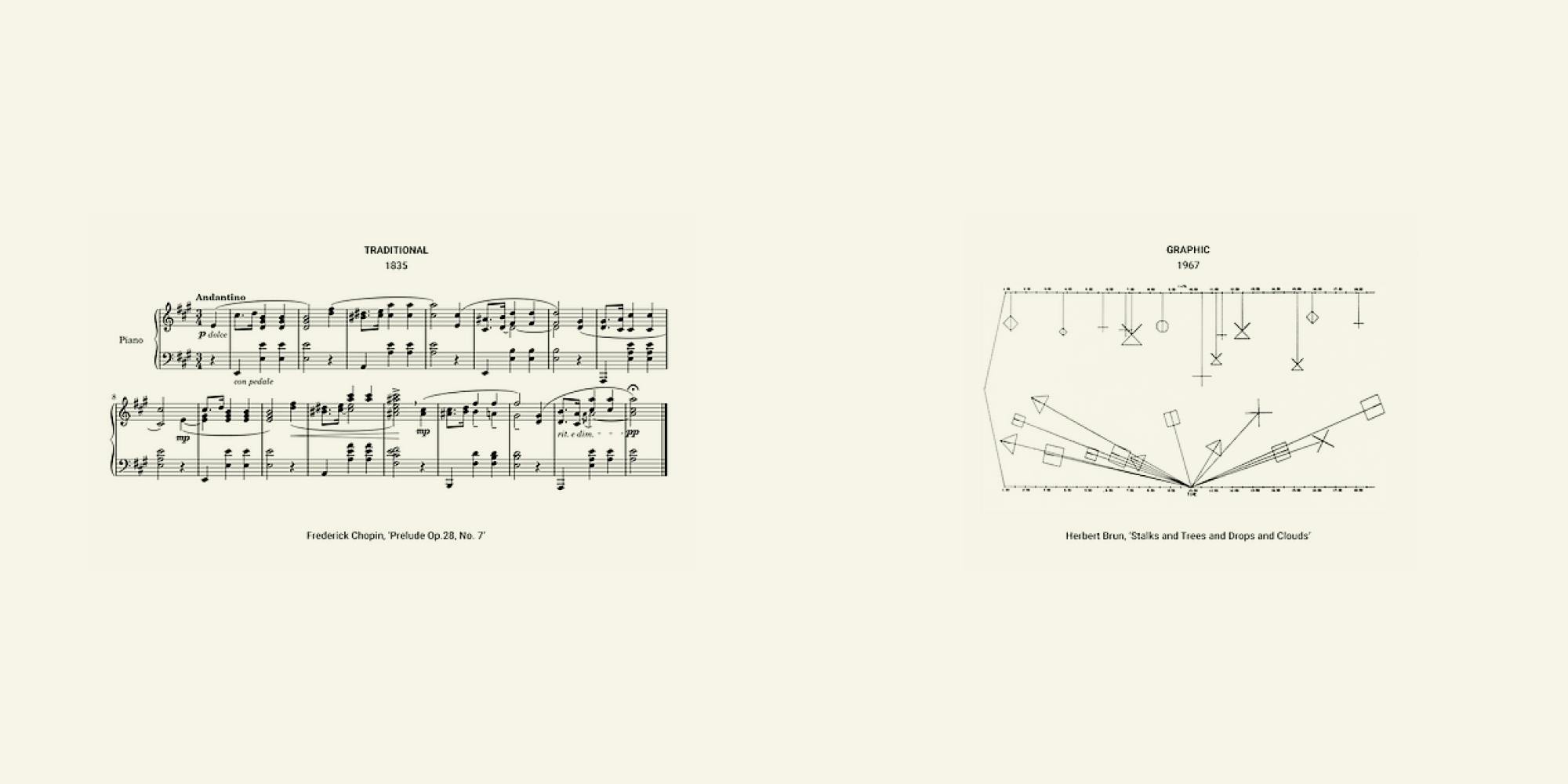 traditional music notation and graphic music notation 