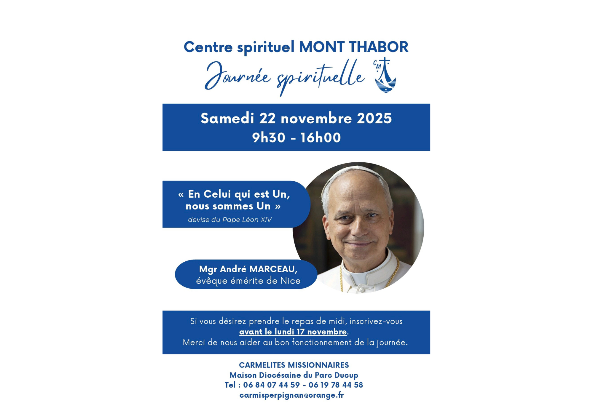 Journée spirituelle proposée par le centre Mont Thabor - samedi 22 novembre