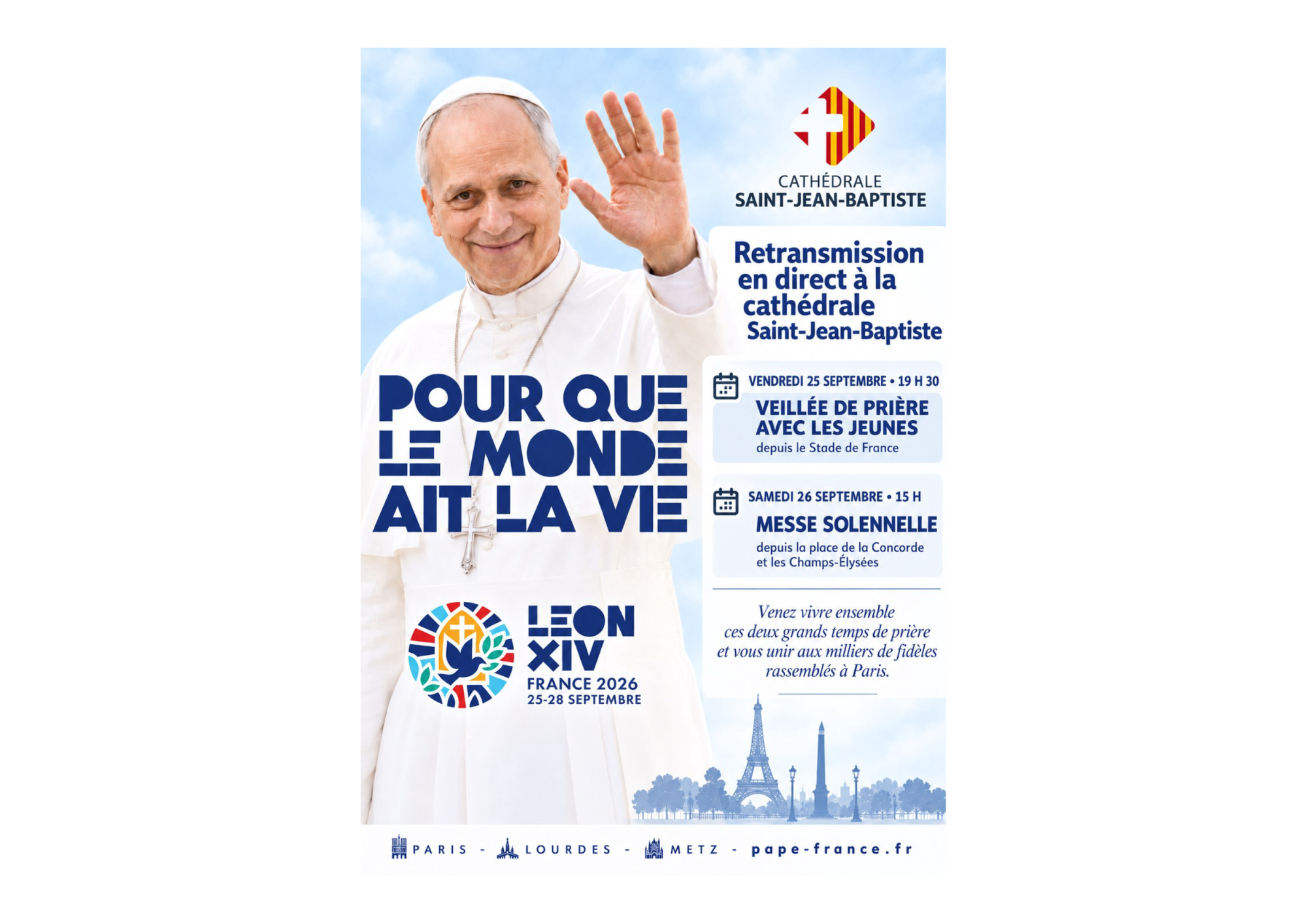 La cathédrale Saint Jean-Baptiste de Perpignan retransmet la venue du pape Léon à Paris