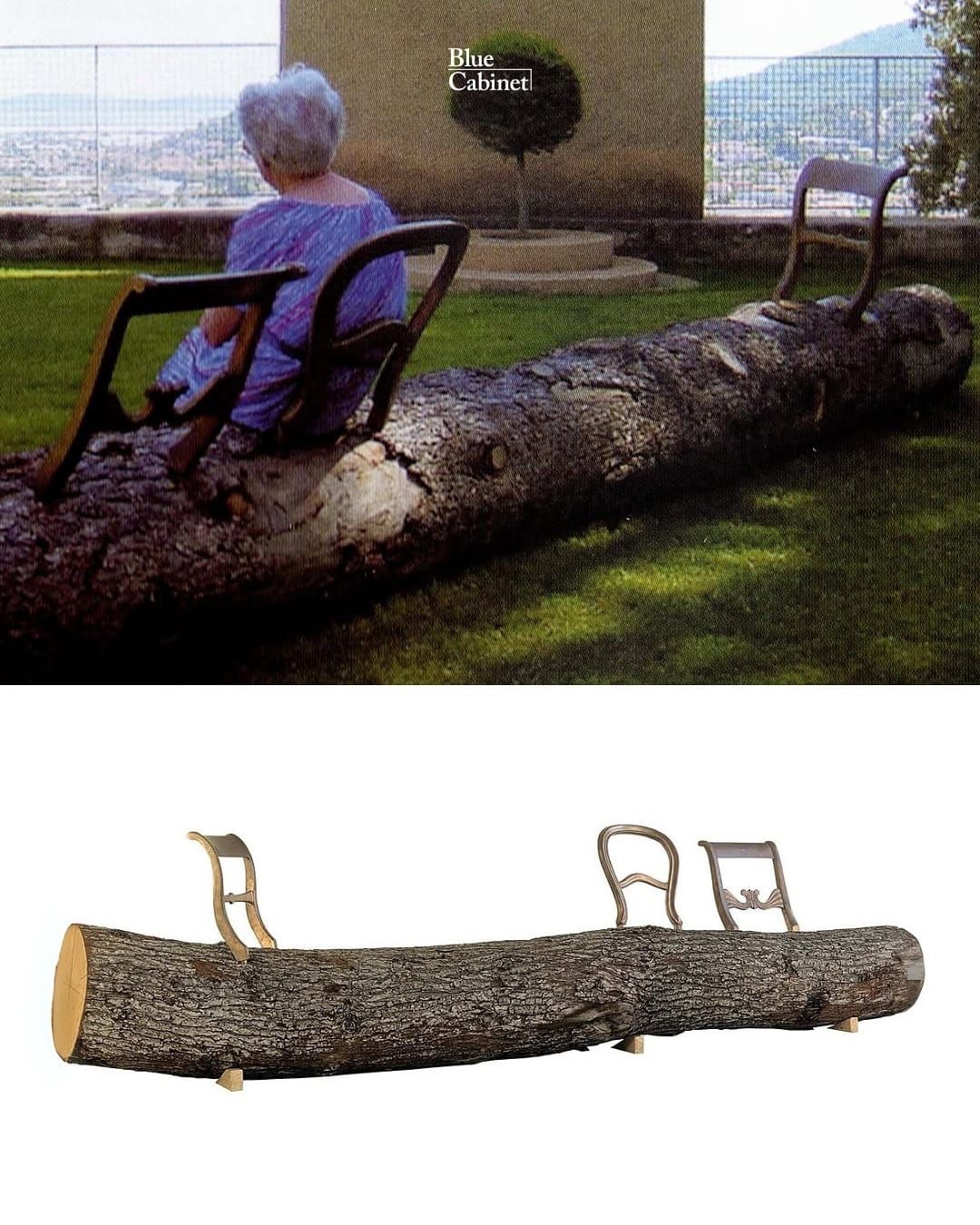 Jurgen Bey 〈Tree-Trunk Bench〉, 쓰러진 나무에 금속 등받이를 결합 Post image