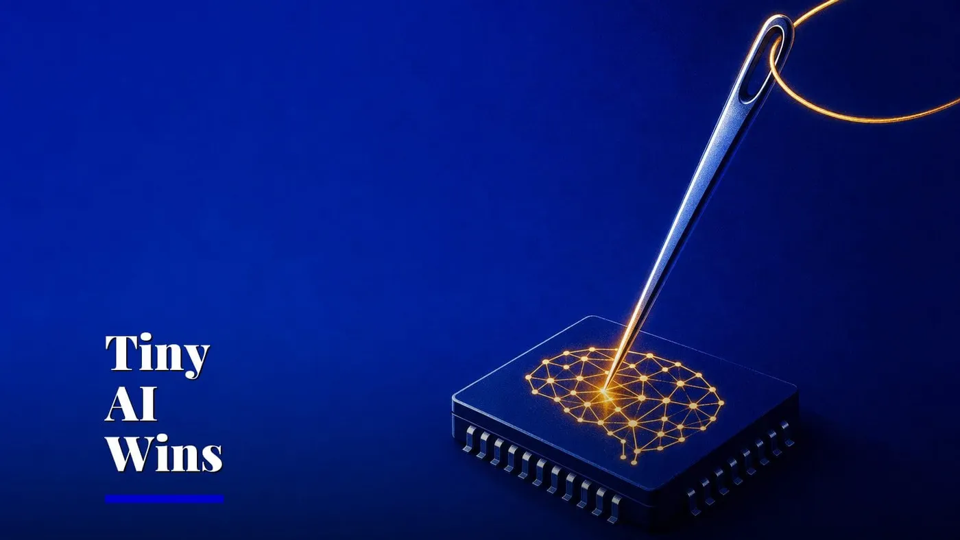 Needle: 8 MB AI model runs on phones and microcontrollers — AI and technology illustration
