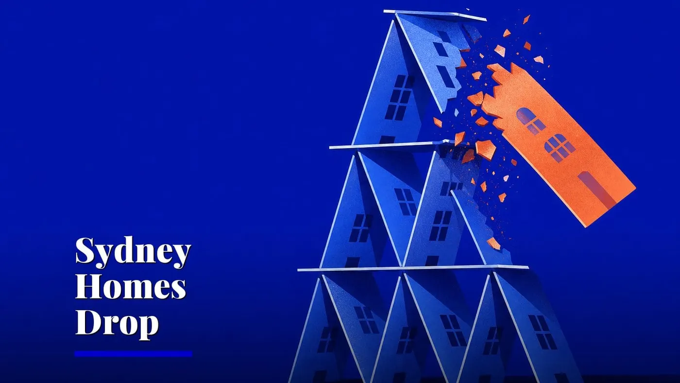Australian home values fall as Sydney's top homes drop 10.7% — Australian property illustration