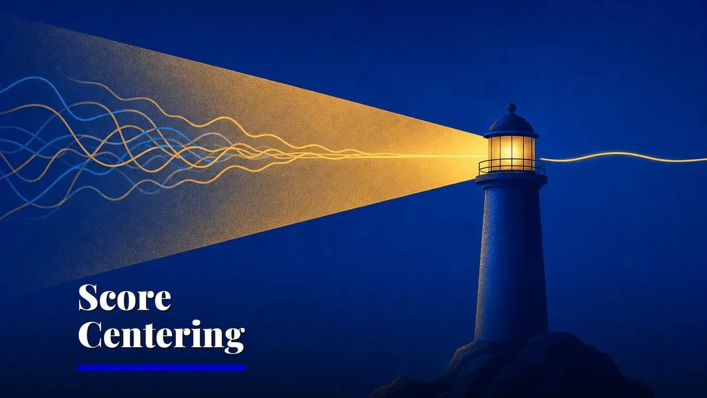 Together AI score centering stabilizes RL for LLMs up to 30B — AI and technology illustration