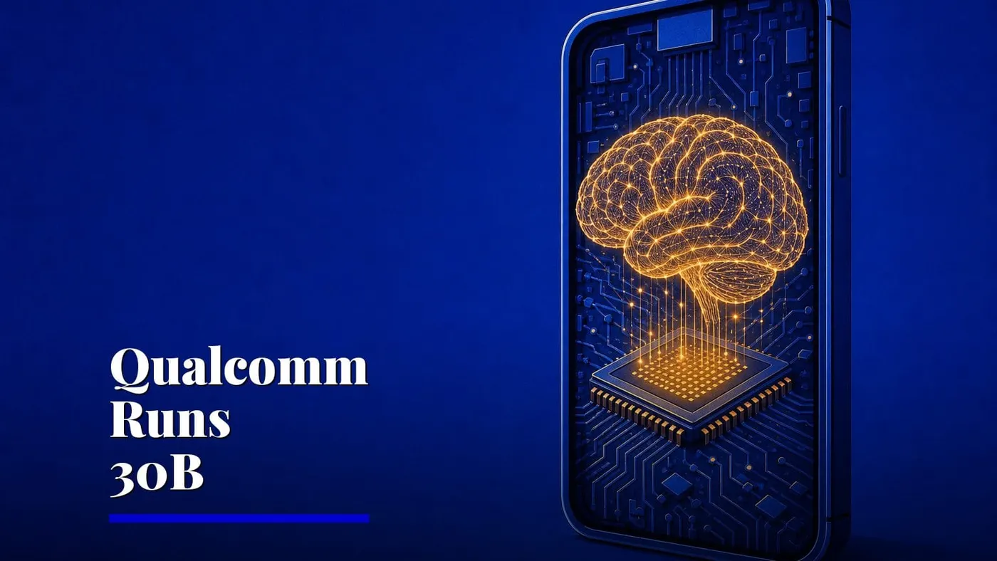 Qualcomm says new chip runs 30B AI model on a phone — AI and technology illustration