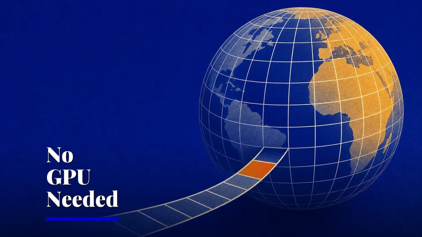 OlmoEarth v1.3 covers Earth at 10m, no GPU required — AI and technology illustration
