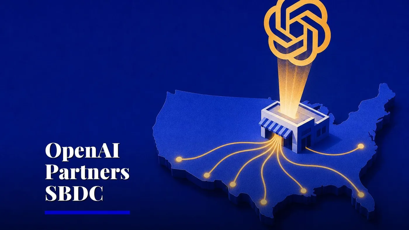 OpenAI partners with America's SBDC for small business AI training — AI and technology illustration