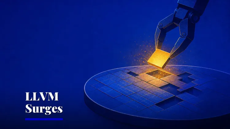 LLVM trends on GitHub as AI agents target compiler code — AI and technology illustration