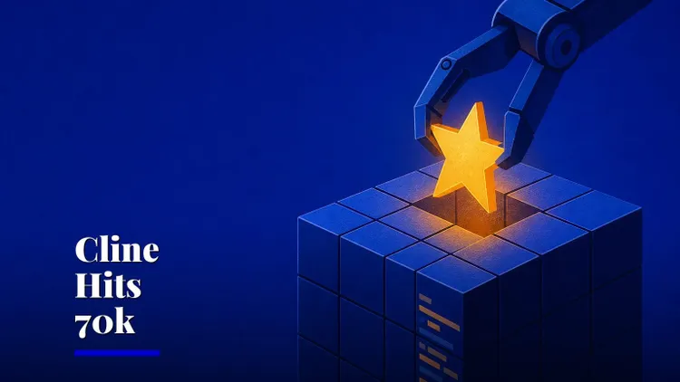 Cline open-source coding agent hits 70,000 GitHub stars — AI and technology illustration