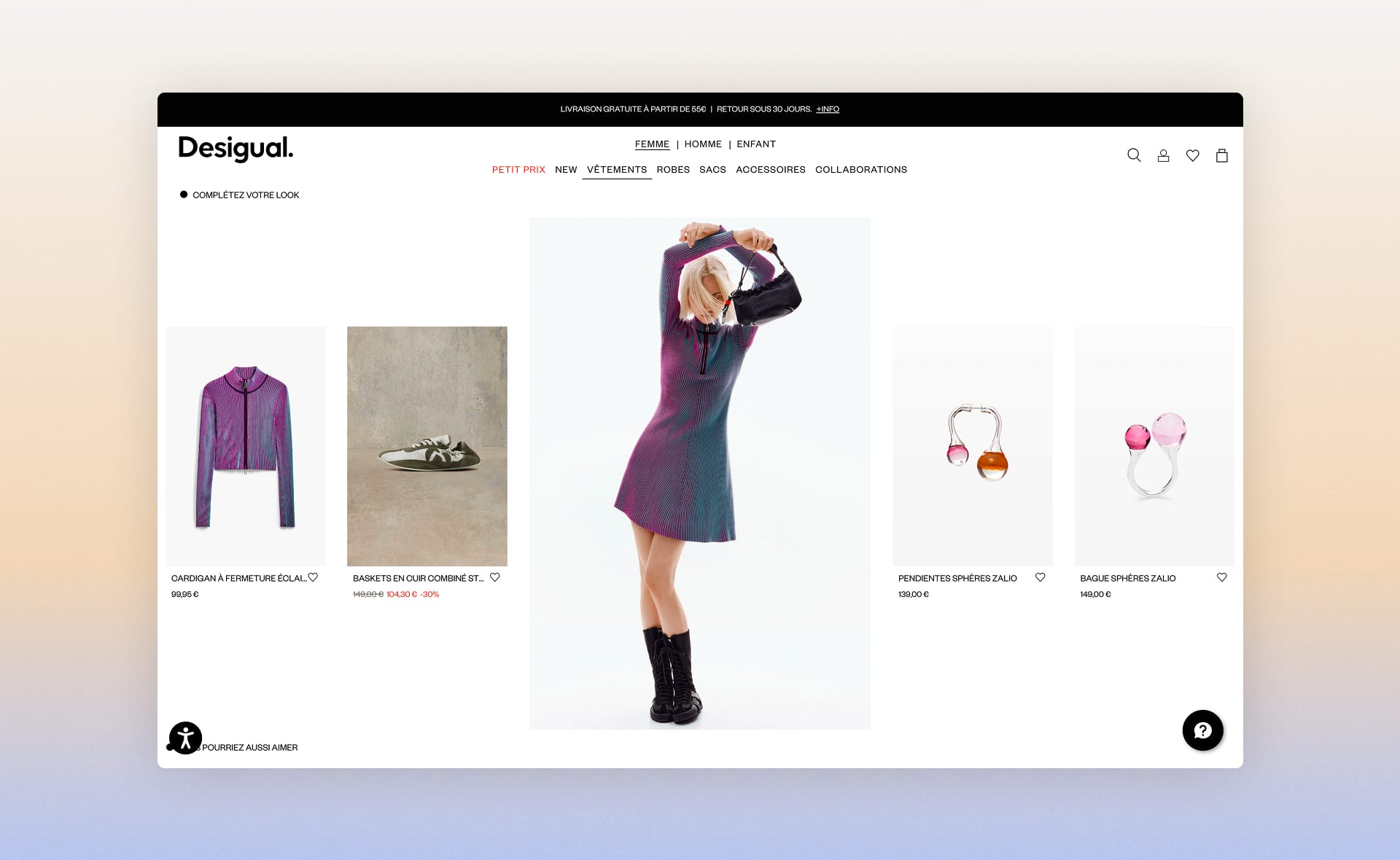 Capture d'écran de la section cross-sell de la page produit du site e-commerce de la marque Desigual