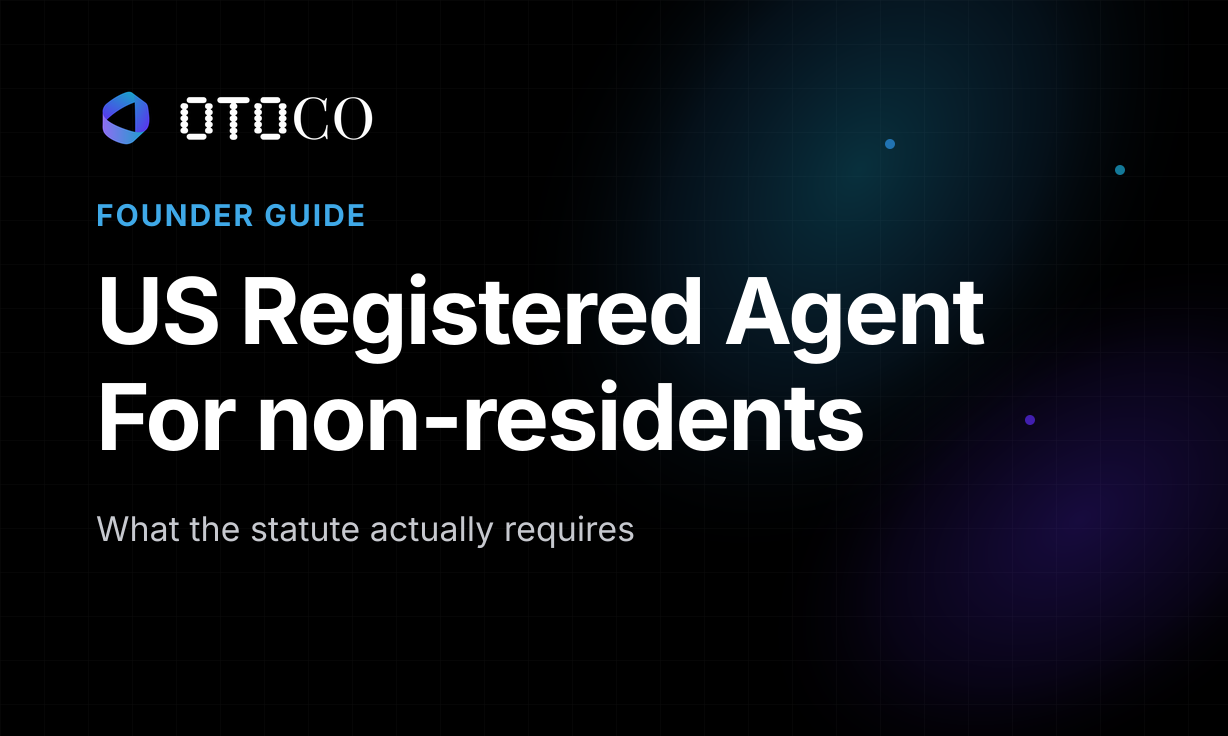 US Registered Agent for non-residents — OtoCo founder guide cover