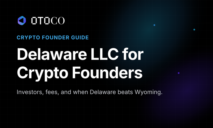 Delaware LLC for crypto founders — OtoCo guide cover