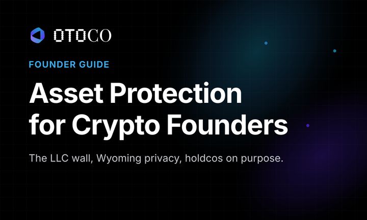 OtoCo founder guide cover: Asset Protection for Crypto Founders.