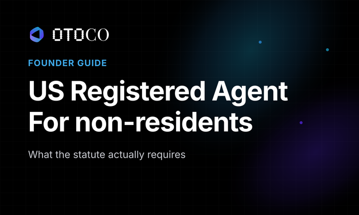 US Registered Agent for non-residents — OtoCo founder guide cover