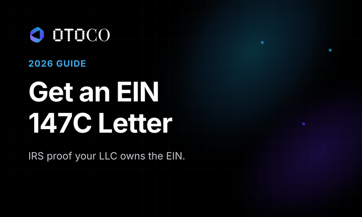 OtoCo 2026 guide cover: Get an EIN 147C letter
