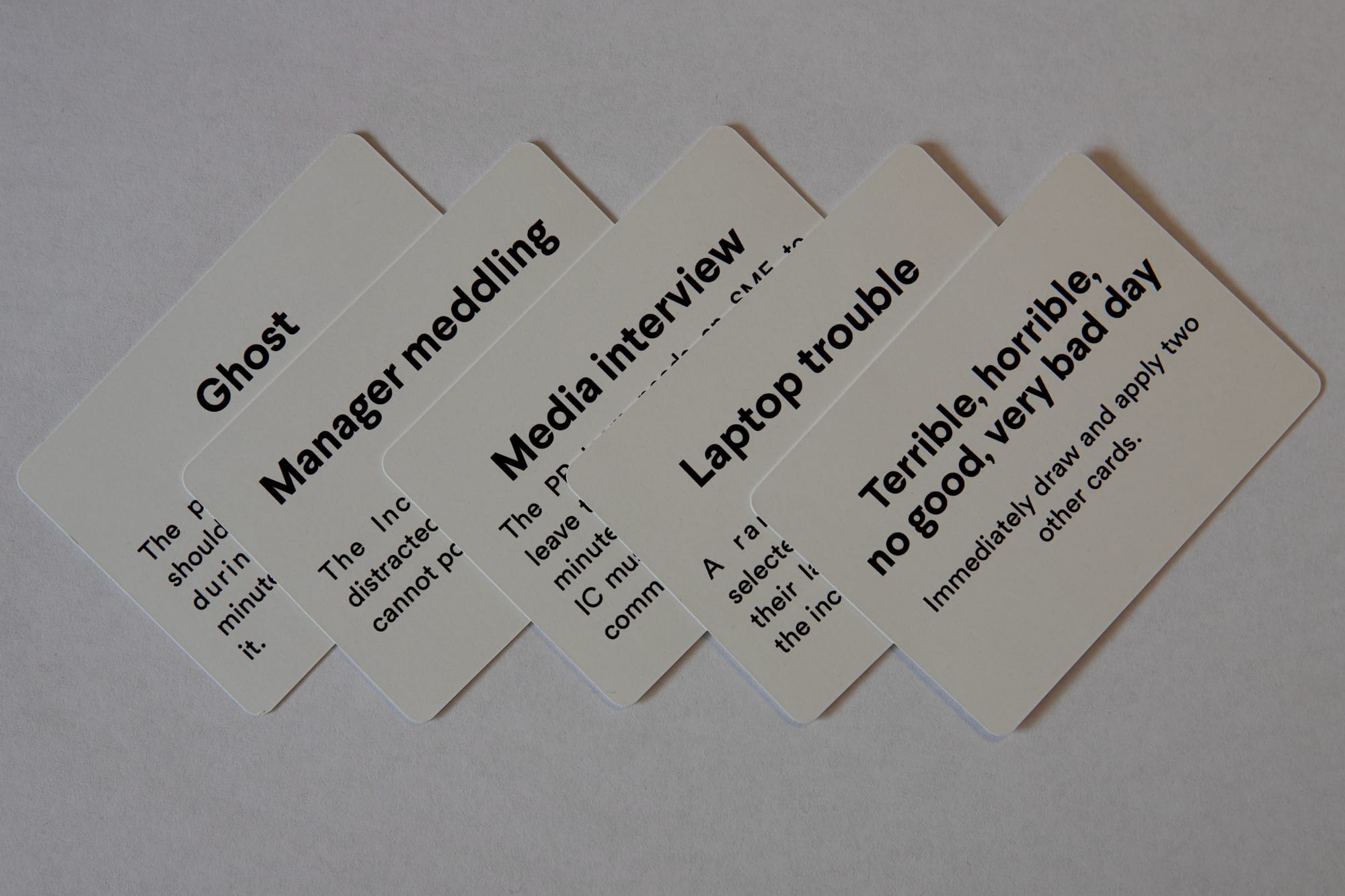 Slack incident training tabletop cards