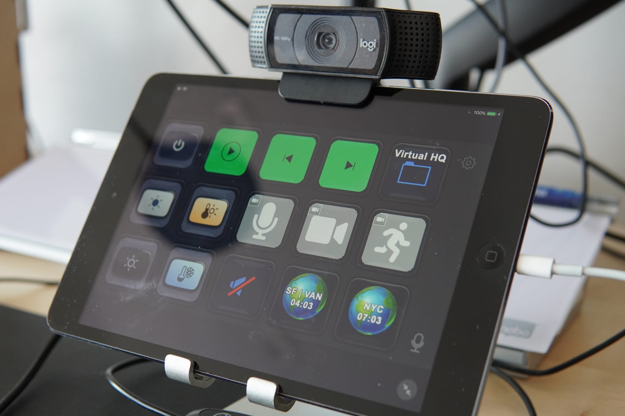 An iPad Mini running Stream Deck Mobile