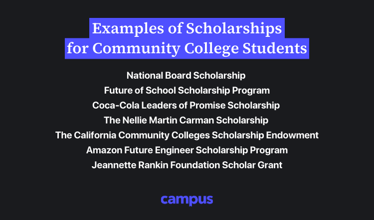 list of examples of scholarships that community college students can consider