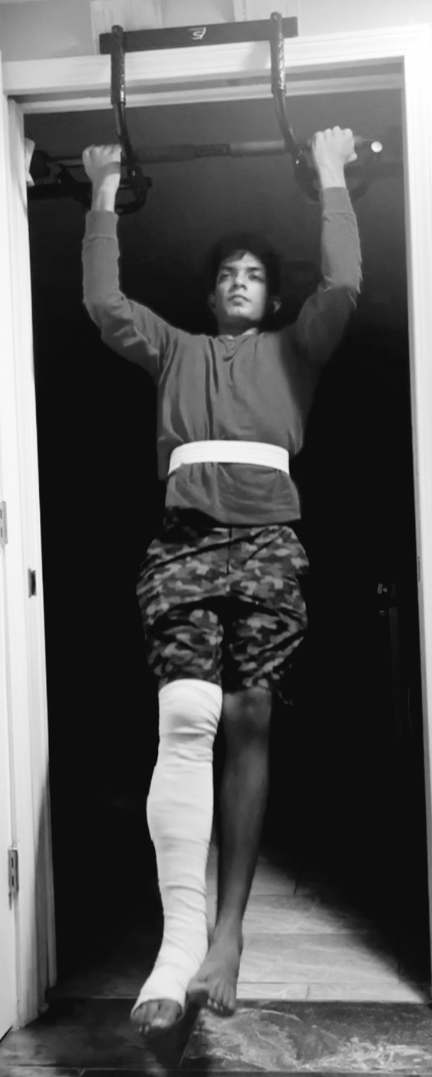 Deva working out while recovering