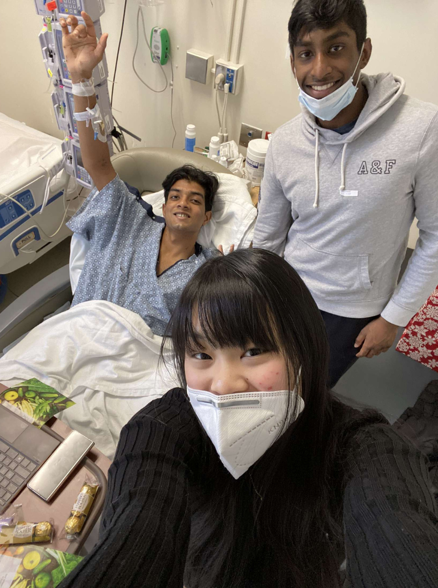 Deva with friends at the hospital 