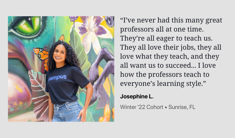 photo of campus student josephine and her review