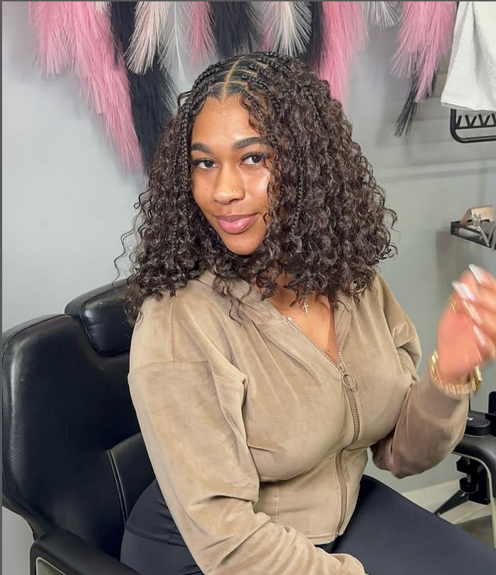 Boho knotless bob braids