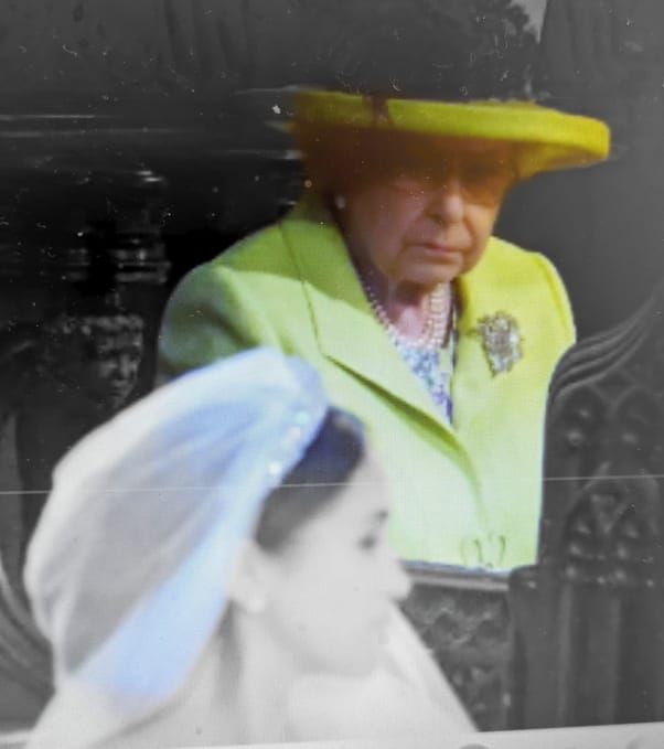     Meghan Markle wearing the Queen Mary Diamond Bandeau tiara
