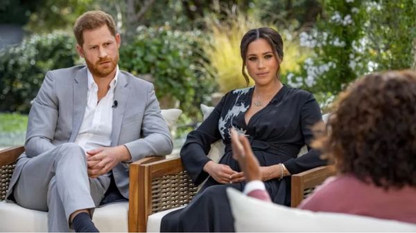 Meghan and Harry: 'We did everything we could' to stay’ Prince Harry and his wife Meghan Markle during the interview with Oprah Winfrey.