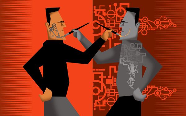 A simple, clean graphic showing a smartphone and a question mark, representing the common confusion surrounding AI and the "singularity" concept.