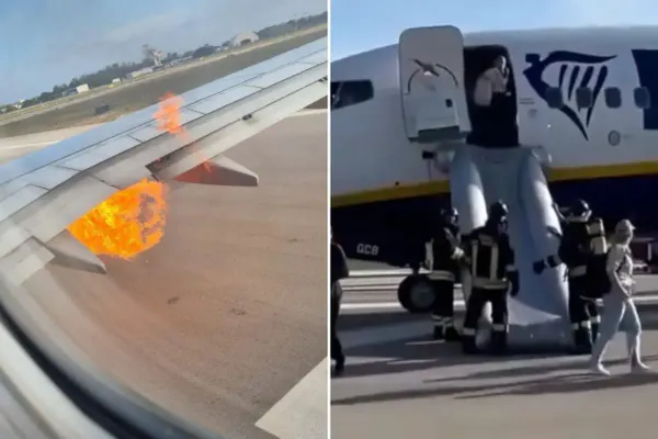 Ryanair aircraft after emergency landing in Portugal