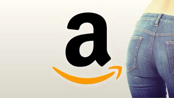 Screenshot style illustration of Amazon About You page showing personal shopping assumptions including flat buttocks
