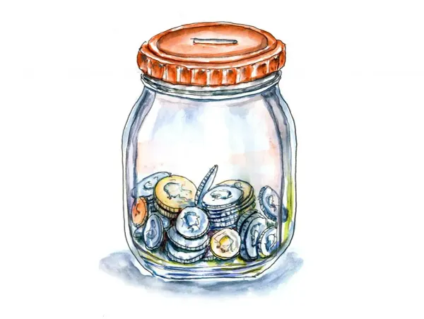 A mason jar of coins is a classic way to store spare change, use as a tip or donation jar, or act as a DIY piggy bank.