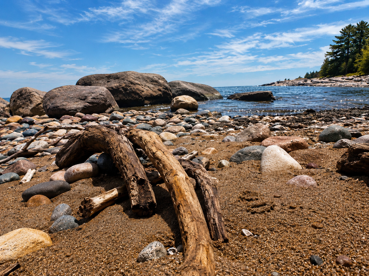 Gathering Driftwood and Moss from Lake Huron